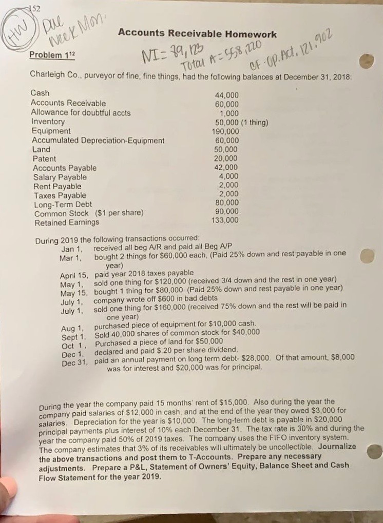  Please only answer T-Accounts and a Cash Flow Statement! 352 AW)