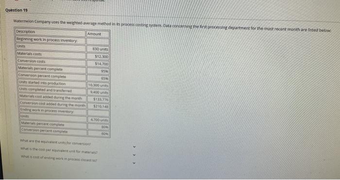  watermelon company uses the weighted average method in its process coasting