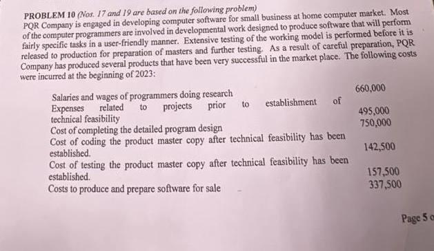 PROBLEM 10 (Nos. 17 and 19 are based on the following