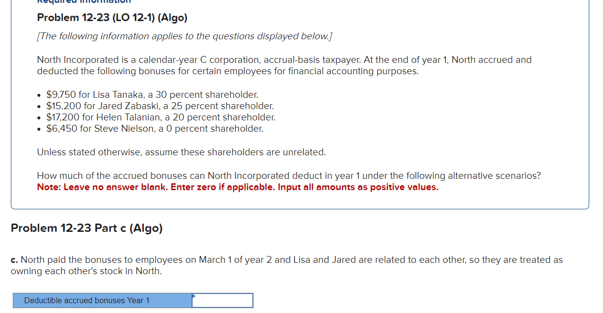 information Problem 12-23 (LO 12-1) (Algo) [The following information applies to the