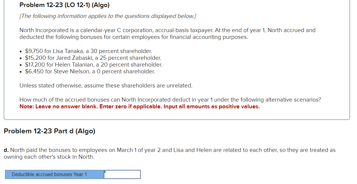 questions displayed below.] North Incorporated is a calendar-year C corporation, accrual-basis taxpayer.