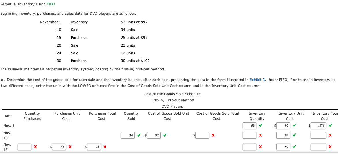  Perpetual Inventory Using FIFO Beginning inventory, purchases, and sales data for
