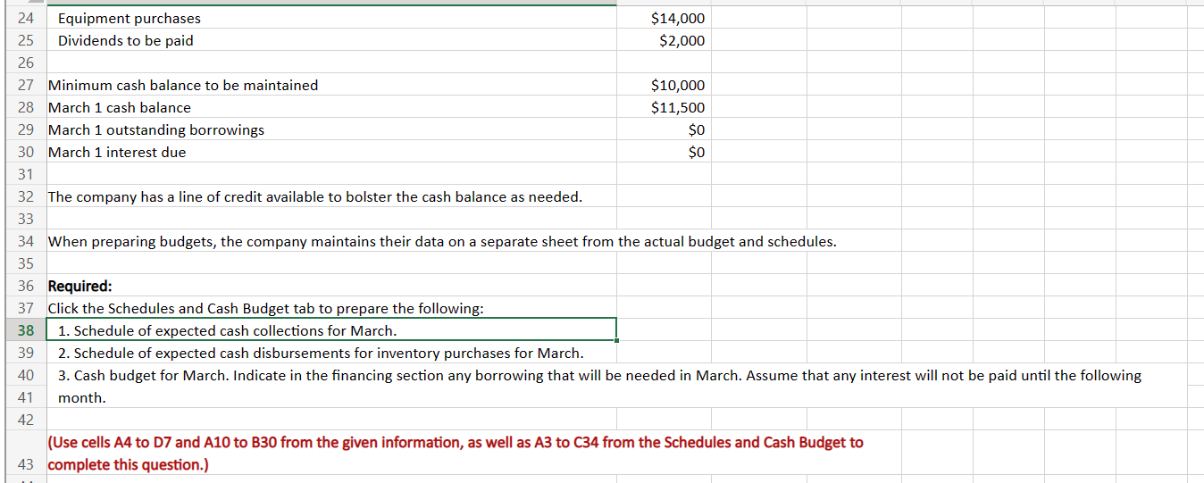 EXCEL formulas!!! Accounts Receivable Collections: \begin{tabular}{|r|l|r|} \hline 24 & Equipment purchases &