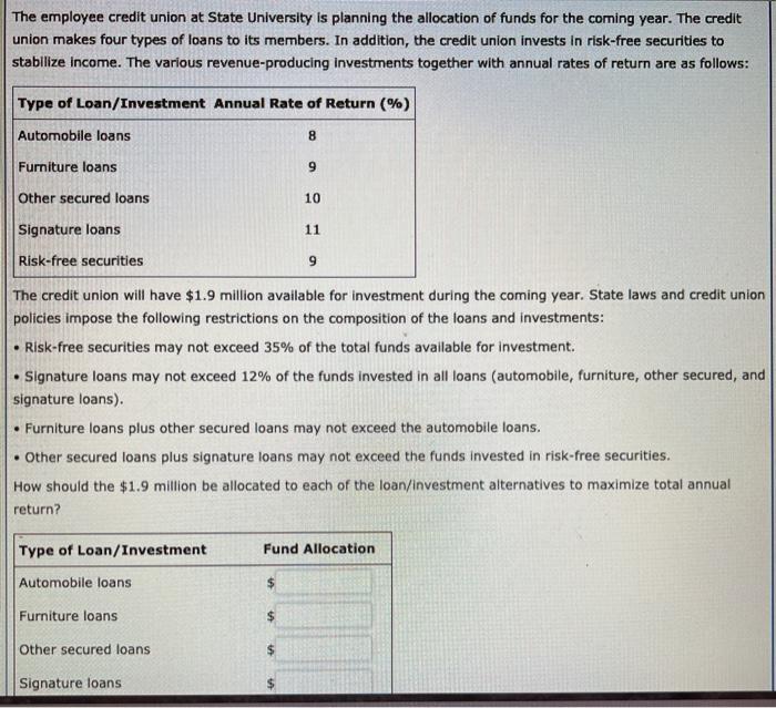  Please answer the blank boxes, which include Fund Allocation & Annual