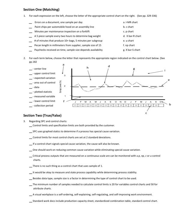 Section One (Matching) For each expression on the left, choose the