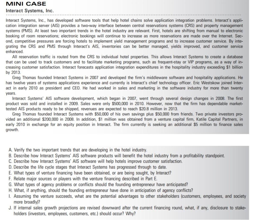  MINI CASE Interact Systems, Inc. Interact Systems, Inc., has developed software