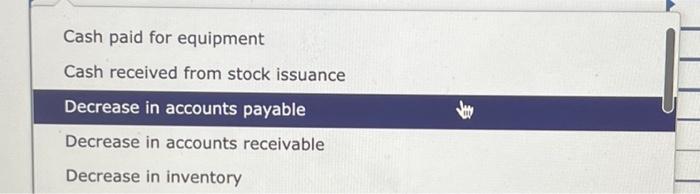 payable Depreciation expense Increase in accounts payable Increase in accounts receivable Increase