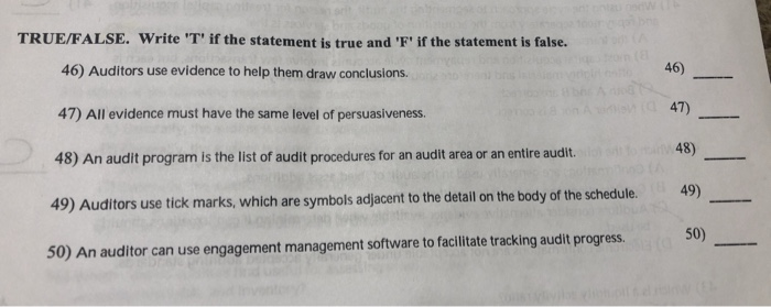 TRUE/FALSE. Write 'T' if the statement is true and 'F' if