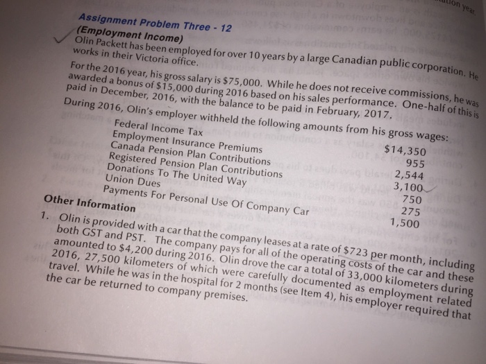  Assignment Problem Three 12 (Employment works in has been employed for