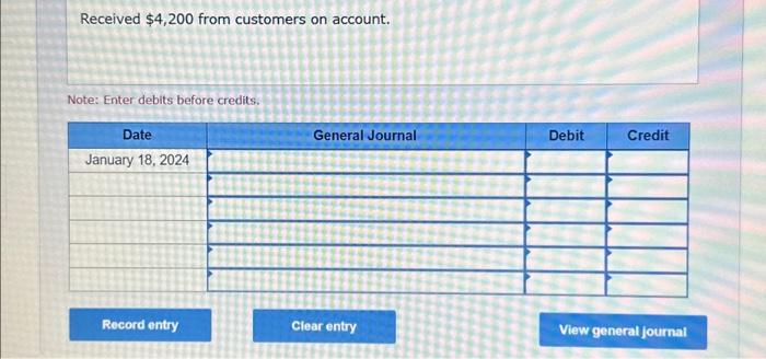 Note: Enter debits before credits. The following is the post-closing trial balance