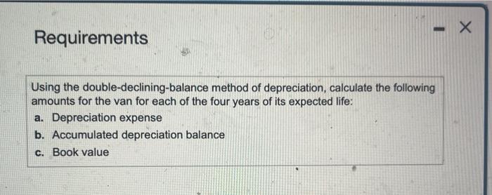 on Jaruary 1, 2020. It paid 318,000 for the van. Mobley expects