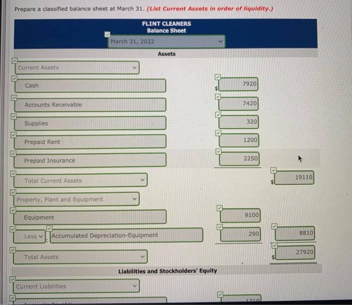 for the amount.) Debit Credit Date Account Titles and Explanation Mar. 31