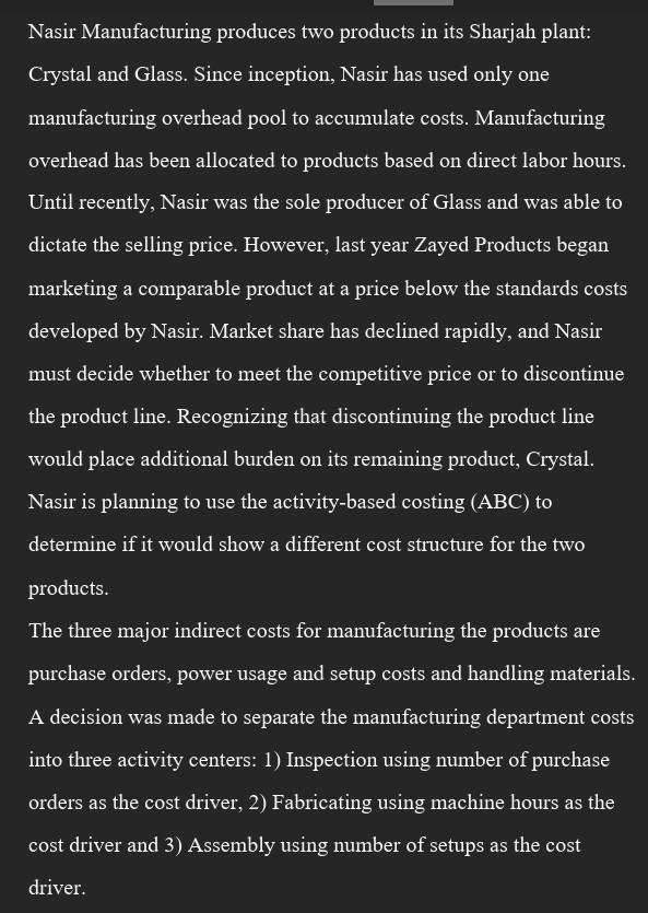 cost accounting solve all plz do it correctly with all steps Nasir