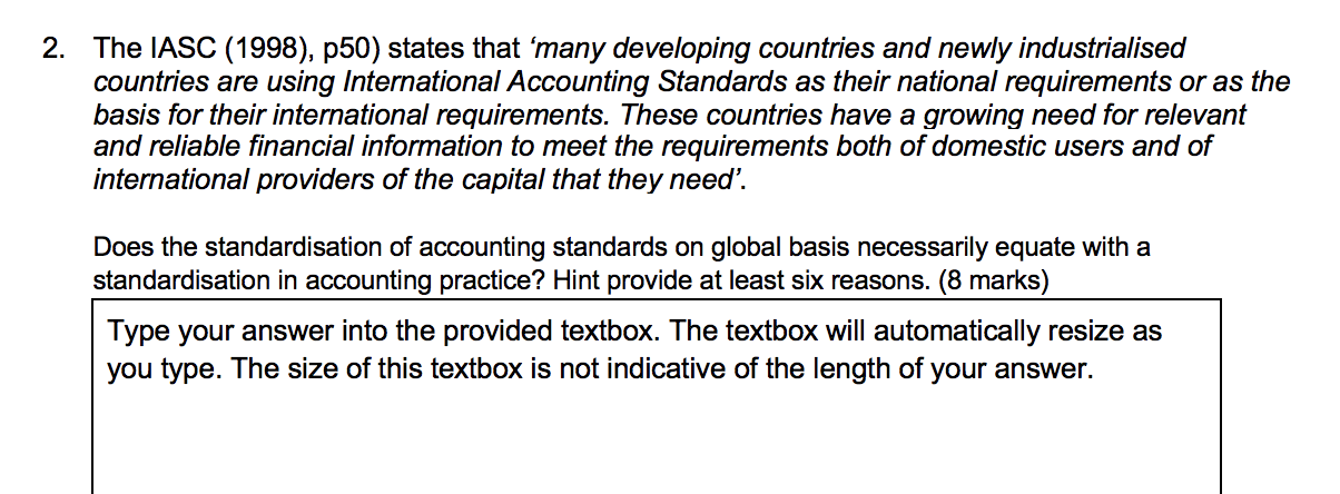 2. The IASC (1998), p50) states that 'many developing countries and