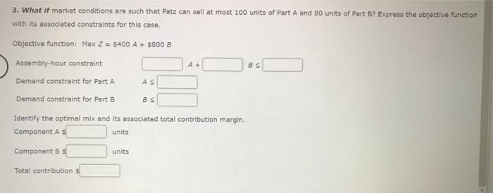 of machine parts: Part A and Part B, with unit contribution margins