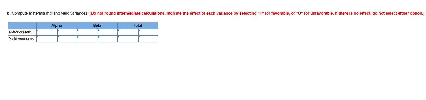 for substitution between two materials, Alpha and Beta. The company has the