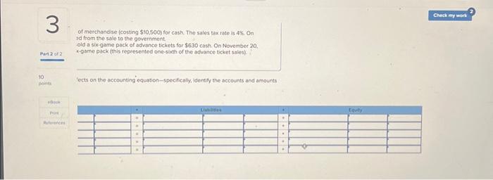 Analyze each separate transaction by showing its effocts on the occounting equation-spoctically,