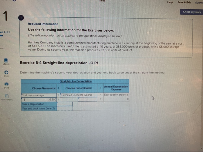  Help Seve & Exit Submi Check my work 1 Required information