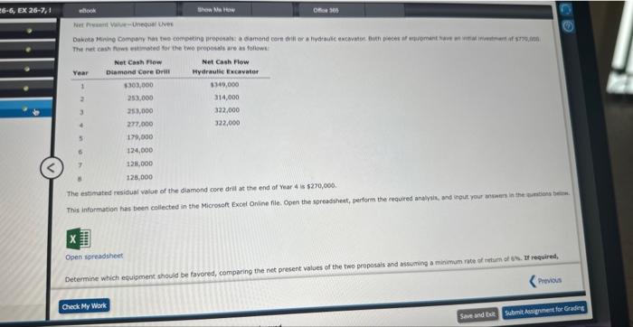 ch.26 Net present Value The pet cesh faws eitimated for the two