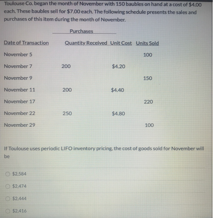 $15 $900 Sale (April 28) 120 $30 $3600 Assuming Smitty uses a