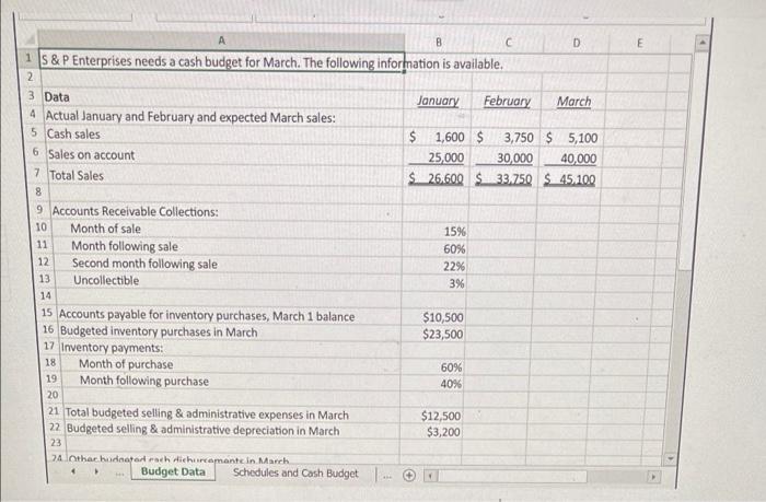 the right Excel formulas to put in! Preparing a Cash Budget with