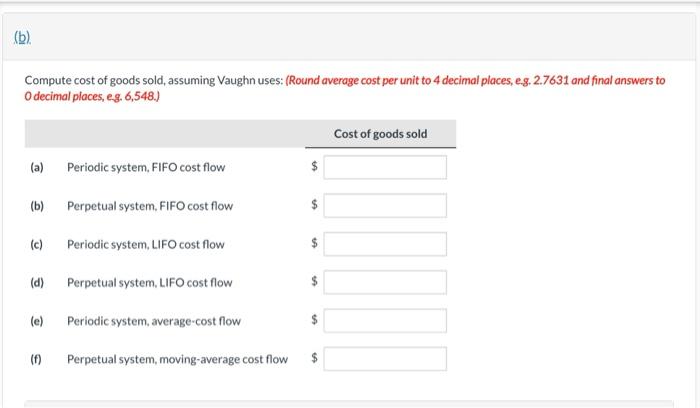 clearly please Current Attempt in Progress Vaughn Company is a multiproduct firm.