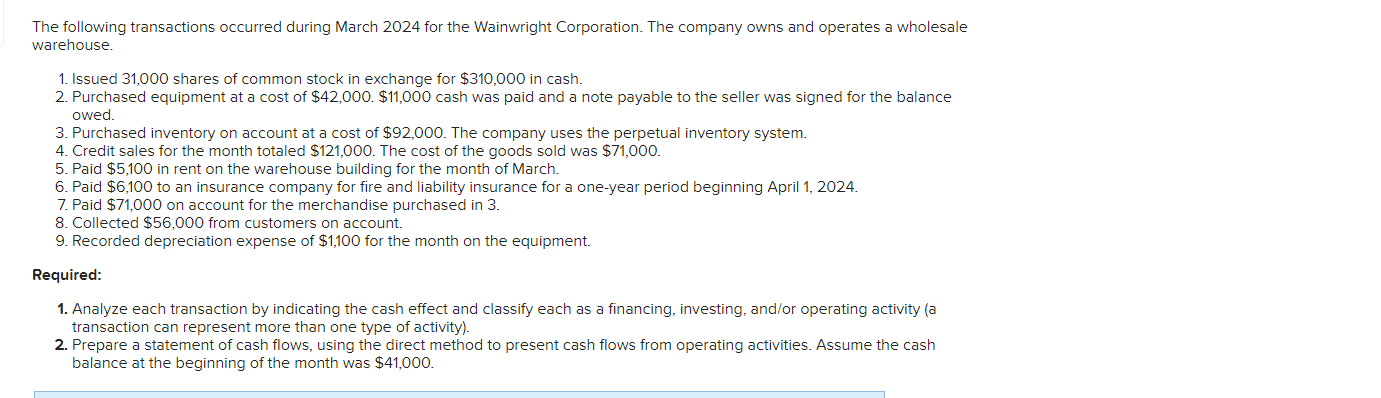 statement and comparative balance sheet information for Tiger Enterprises. Prepare Tiger's statement