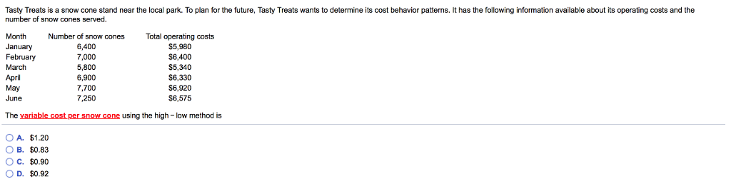 based on using historical data to determine the cost behavior? A. Scatter