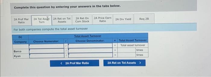 on common stockholders' equity. Assuming that each company's stock can be purchased