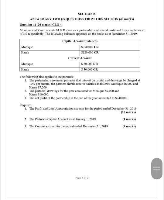  SECTION B ANSWER ANY TWO (2) QUESTIONS FROM THIS SECTION (40