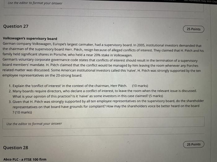 Use the editor to format your answer wamewap With Question 27