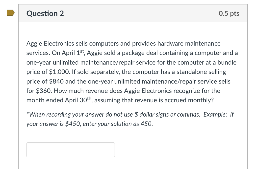  Aggie Electronics sells computers and provides hardware maintenance services. On April