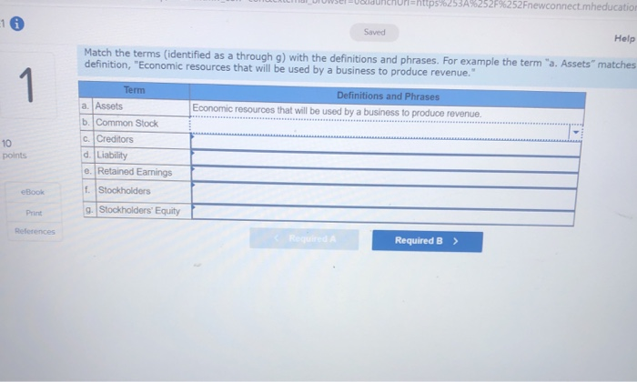  https%62 2Fnewconnect.mheducation 1 Saved Help 1 Match the terms (identified as