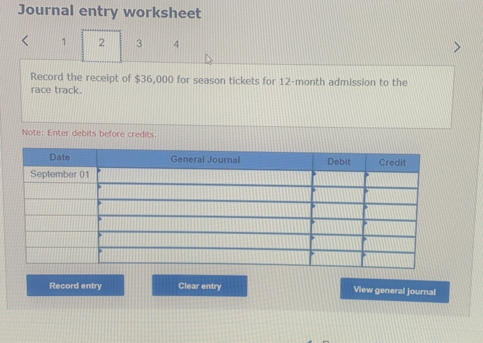 business activities: a. On September 1, paid rent on the track facility