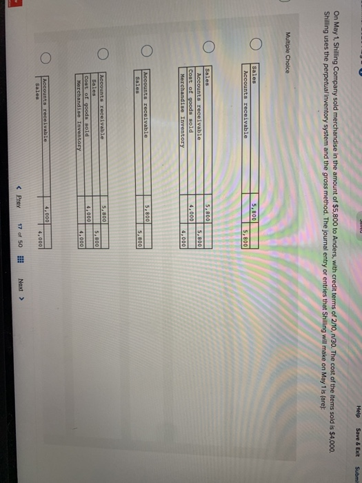  VU Help Save & Exit Submi On May 1, Shilling Company