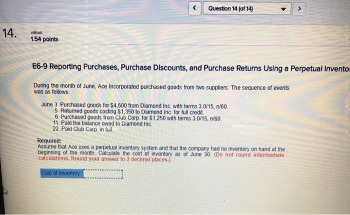 much did this inventory cost Anderson's? nventory Cost