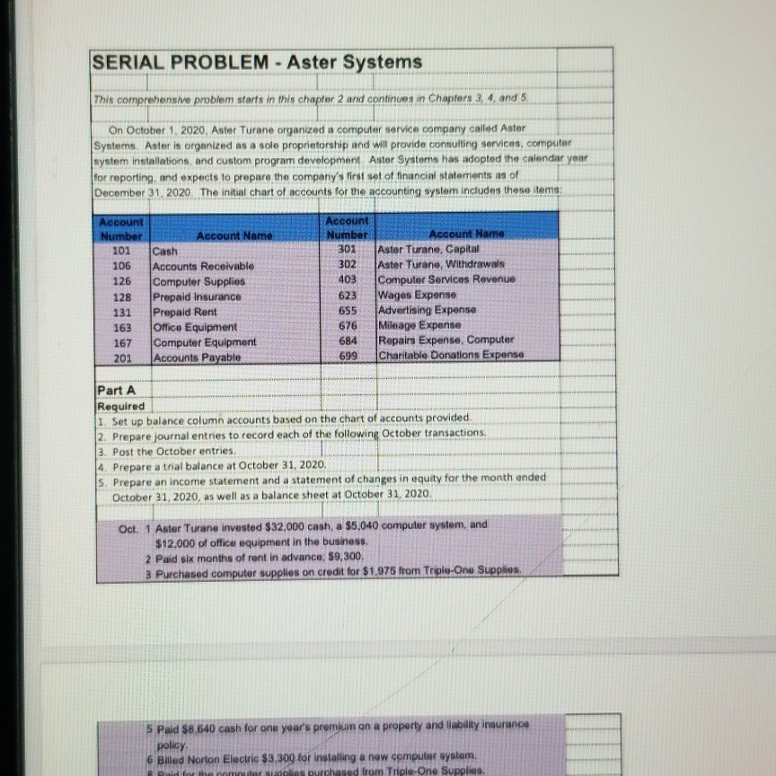  SERIAL PROBLEM - Aster Systems This comprehensive problem starts in this