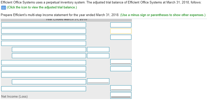 Efficient Office Systems uses a perpetual inventory system. The adjusted trial