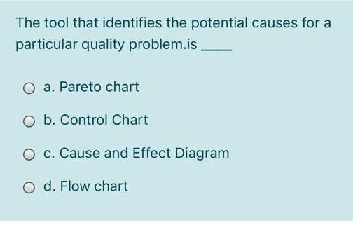 The tool that identifies the potential causes for a particular quality