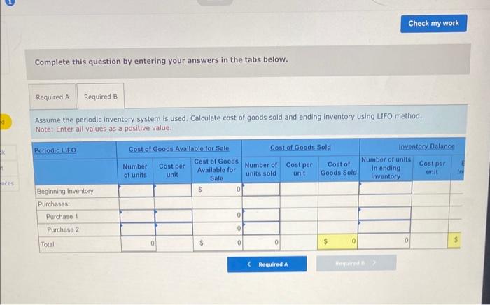 Beginning inventory was 400 units at a cost of $6 per unit.