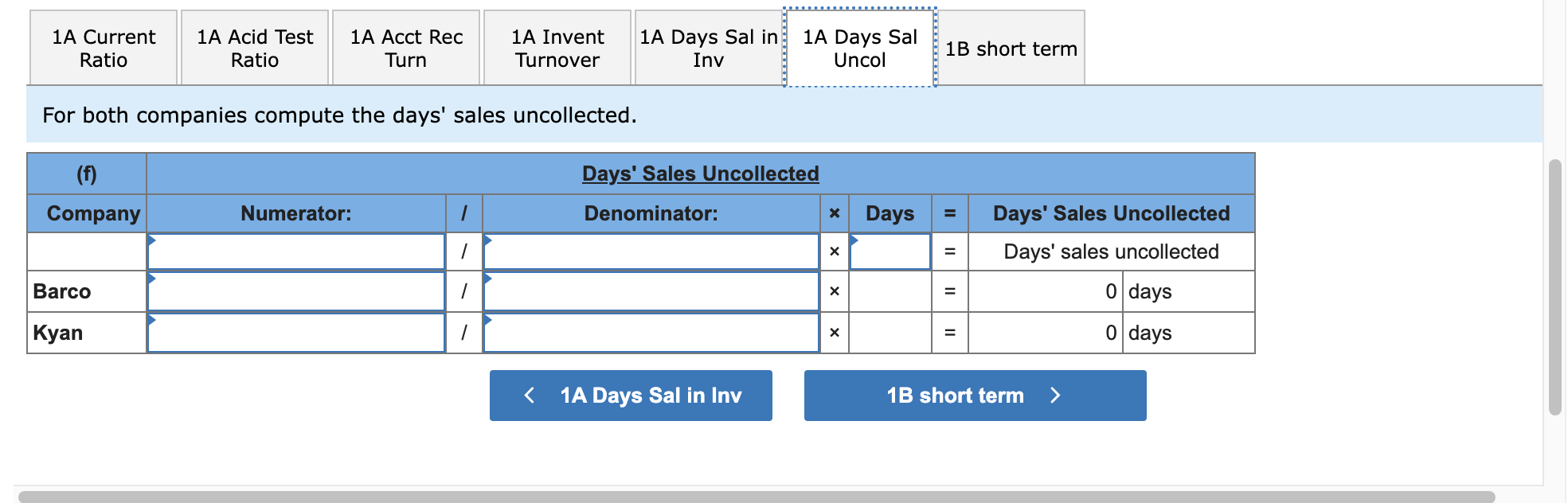 you consider to be the better short-term credit risk. Complete this question