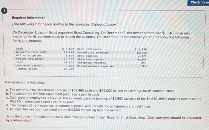  complete the table exactly as shown Required information [The following information