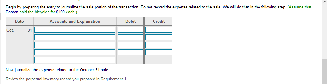 sold 34 bicycles for $100 each. Requirements 1. Prepare Boston Cycle's perpetual