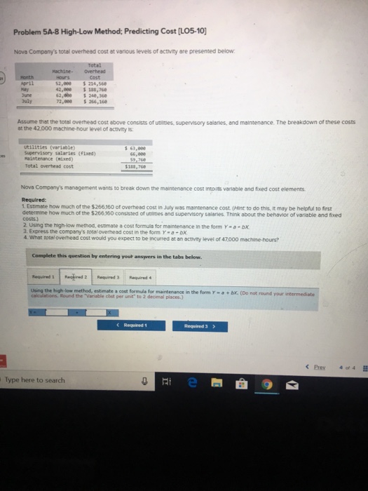 overheed cost at various levels of activity are presented below kachine- Overhead
