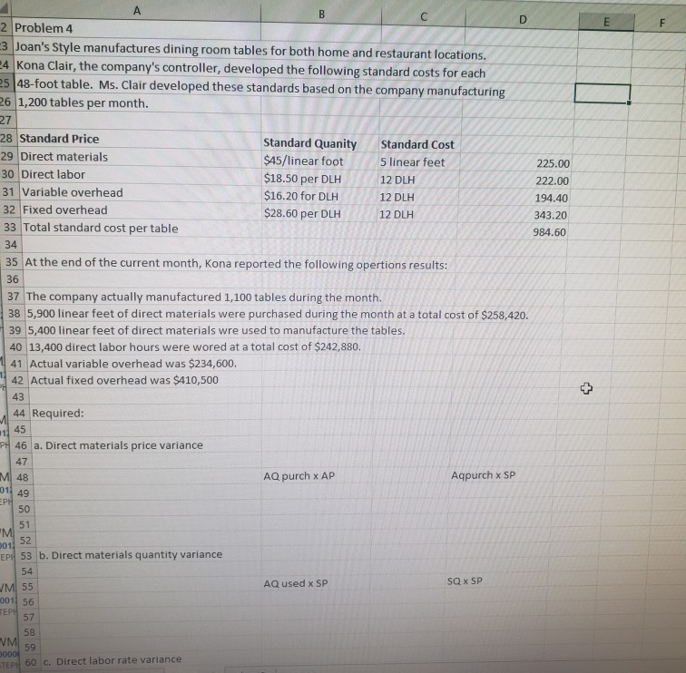  2 Problem 4 3 Joan's Style manufactures dining room tables for