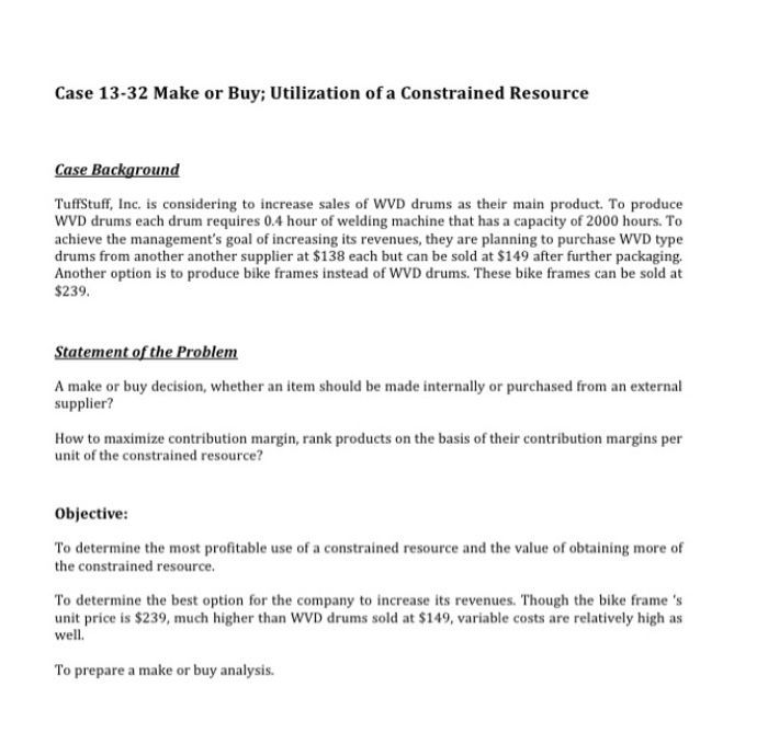 Purchased WVD drums; b. Manufactrued WVD drums; c. Manufactured bike frames. Assuming