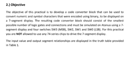 2.) Objective The objective of this practical is to develop a