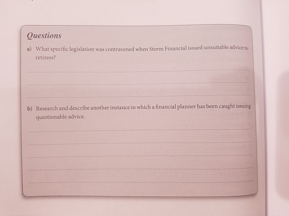 littered with investment disasters linked to financial planners issuing tionable advice owing