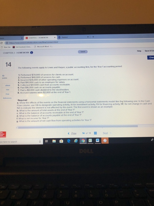  .NAPTER2 HOMIWCNX Help Save & Ei CHAPTER 2-HOMEWORK 14 The following