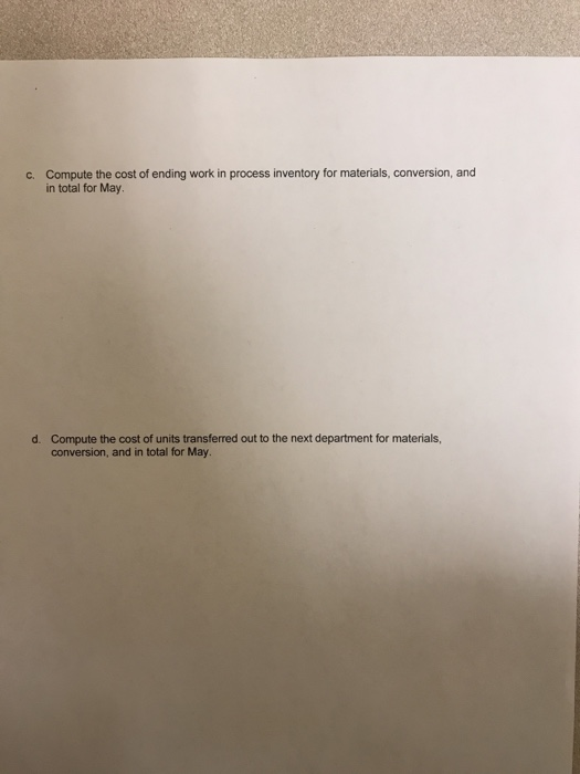 costing system. It manufactures a caulking compound that goes through three processing